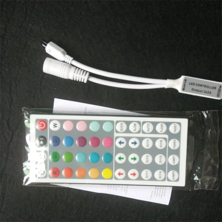 Mini controlador de led rgb dc12v 6a, com 44 teclas, controle remoto ir, dimmer, sem fio, para faixa de led 5050, 3528, 34 modos, 11 ll