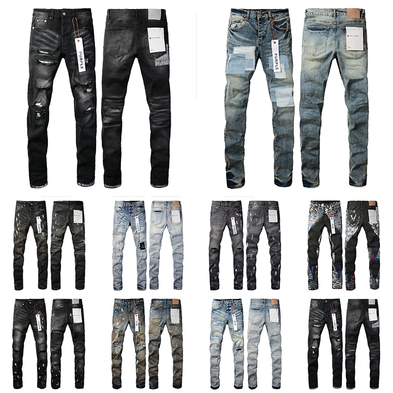 Lila Jeans Herren Jeans hochwertig einzigartiger Designstil mit Löchern Slim Fit Bikers Jeans Jeans für Männer Mans schwarze schlanke Fit Hose Ksubi Jeans Baggy Jeans Mann Jeans