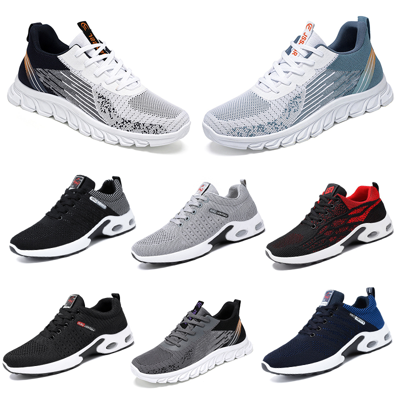 New Spring Men Women Shoes Running Flat Shoes Soft Sole White Bule Models Fashion Color Blocking Antiskid Big Size GAI