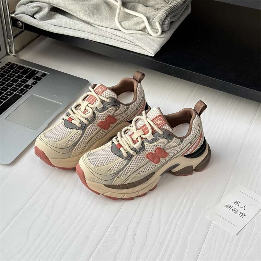 Soft Sports Leather Mesh Genuine Lightweight Letters Dad Womens 2024 Spring Autumn Casual and Versatile Running Shoes 99561 40149
