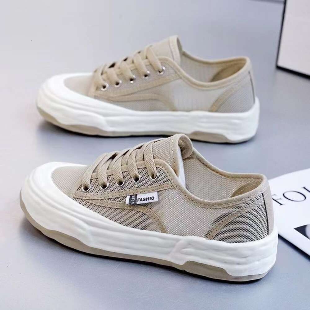 Board Summer 2024 Versatile Flat Womens Wear Resistant and Anti Slip Thick Bottom Mesh Breathable Small White Shoes 85584 93345