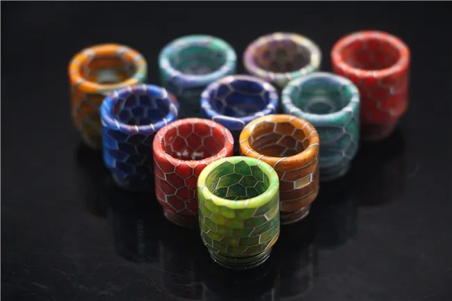 3 Styles Snake Skin Pattern 510 810 Thread Epoxy Resin Drip Tips Wide Bore Mouthpiece for TFV8 Prince Kennedy 528 TFV8 Baby ZZ