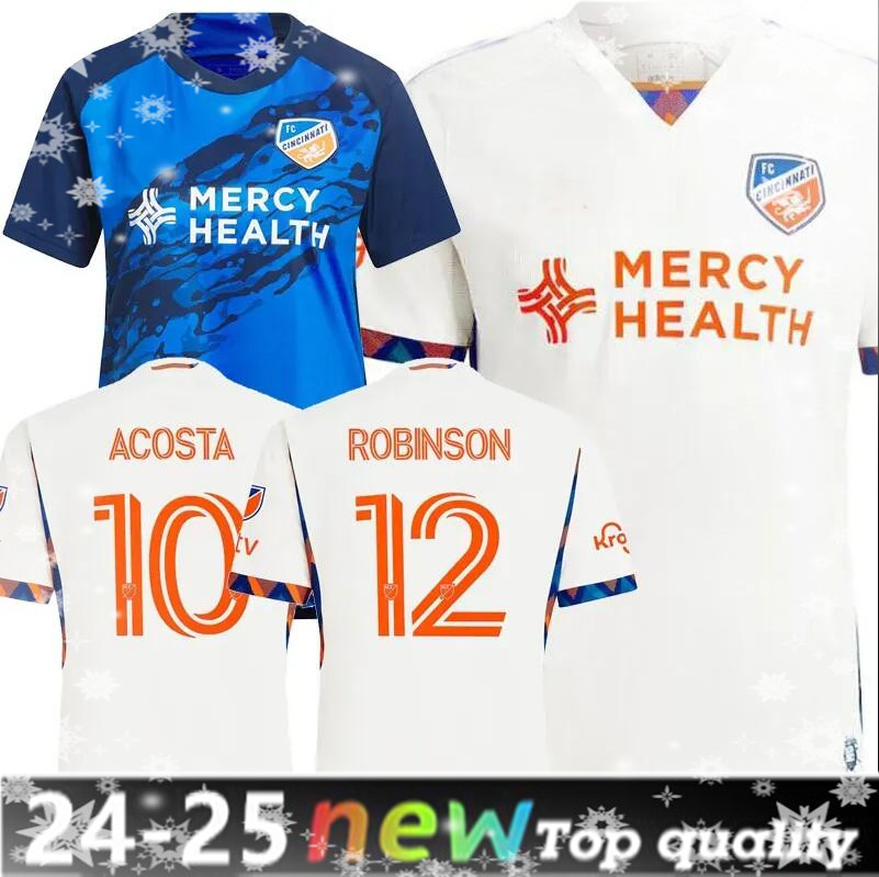 2023 2024 FC Cincinnati Soccer Maglie Kit Man 23/24 Calcio Calcio a casa Blue Away White Boupendza Acosta Robinson Miazga Portiere Barra