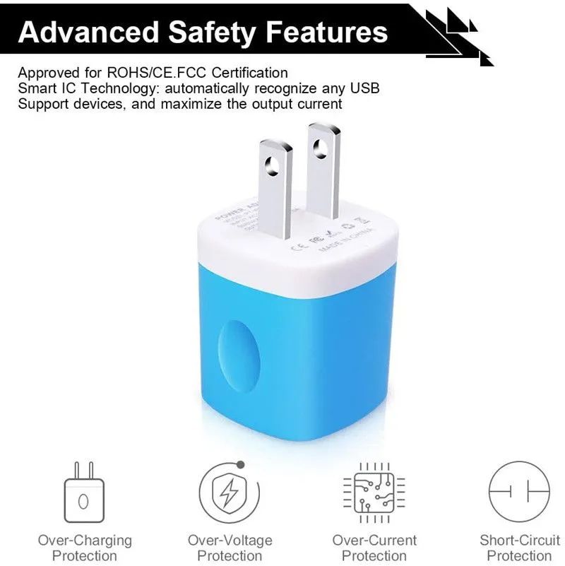 USB Plug Wall Charger Adapter 1A 5V Single Port Block Charging Cube Box Brick for iPhone Samsung Galaxy Moto LG 21 LL