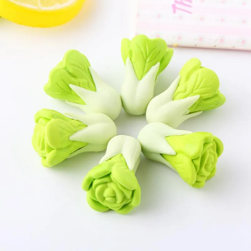 wholesale Eraser Pencil Kawaii erasers cute 2 pcs set cabbage shape Eraser student gift Creative Eraser vegetable style school office ZZ