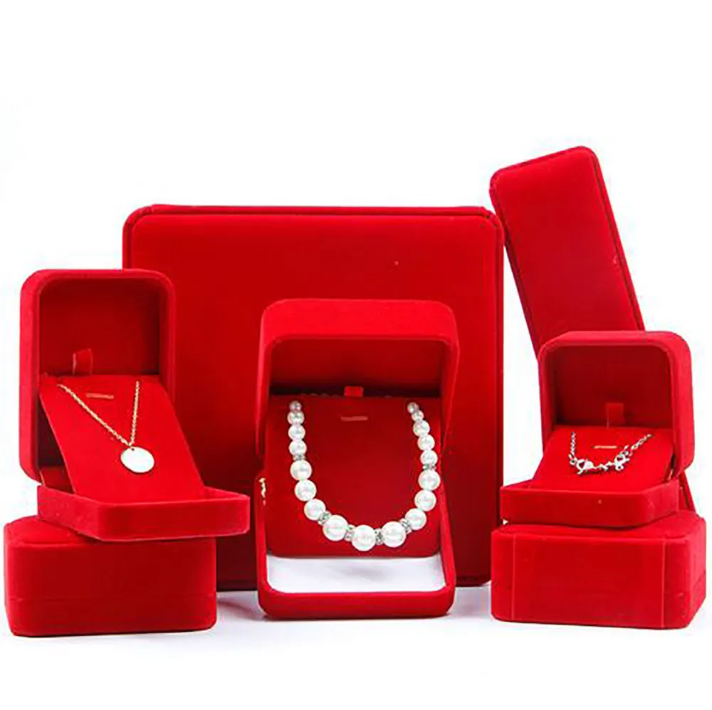 Portagioie di lusso in velluto per anelli, bracciali, collane, orecchini, custodie, scatole regalo, bianco nero rosso rosa, colore disponibile Gioielli Hiphop ZZ