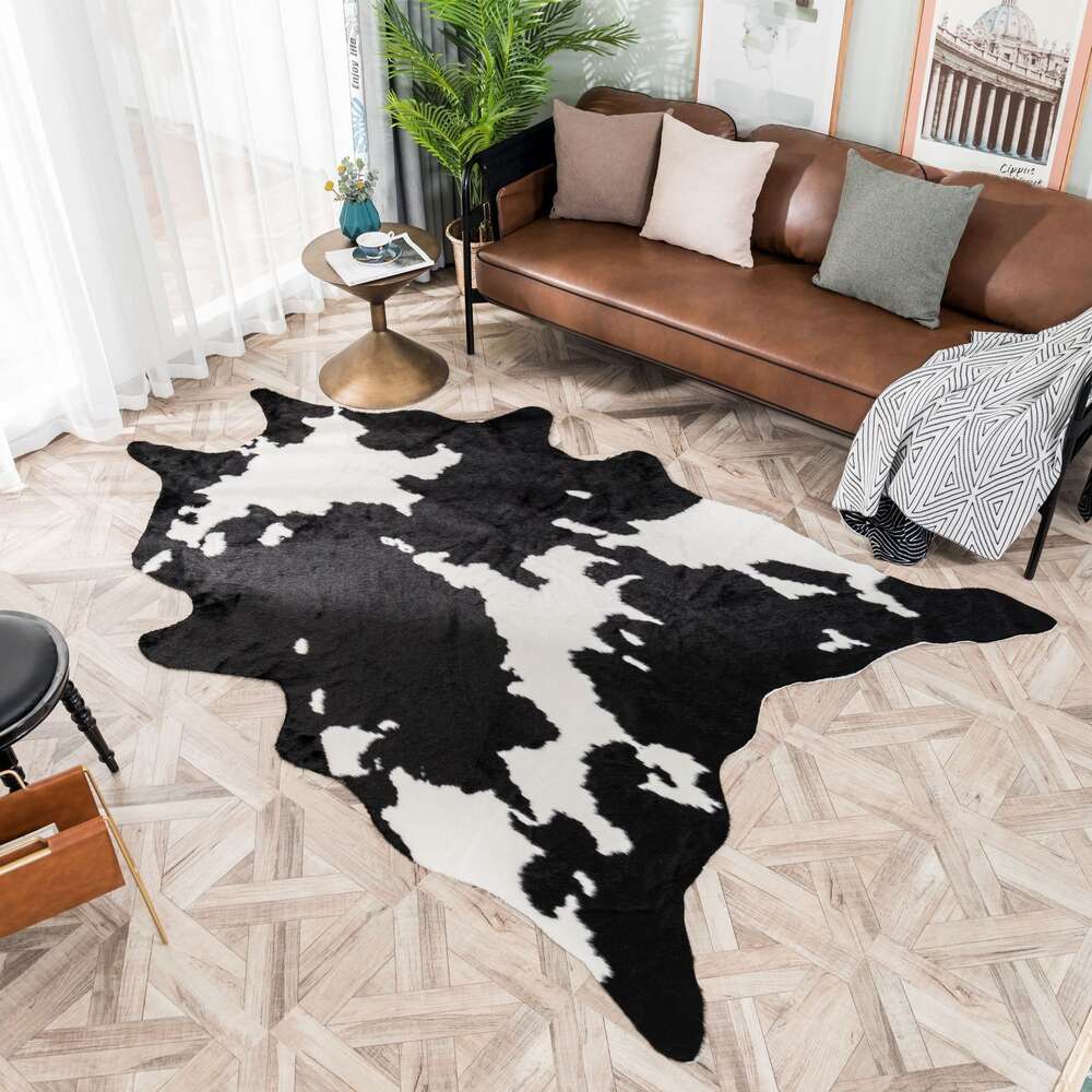 Homestay tarzı büyük siyah inek küçük simülasyon battaniye halı yatak odası oturma odası kanepe ins