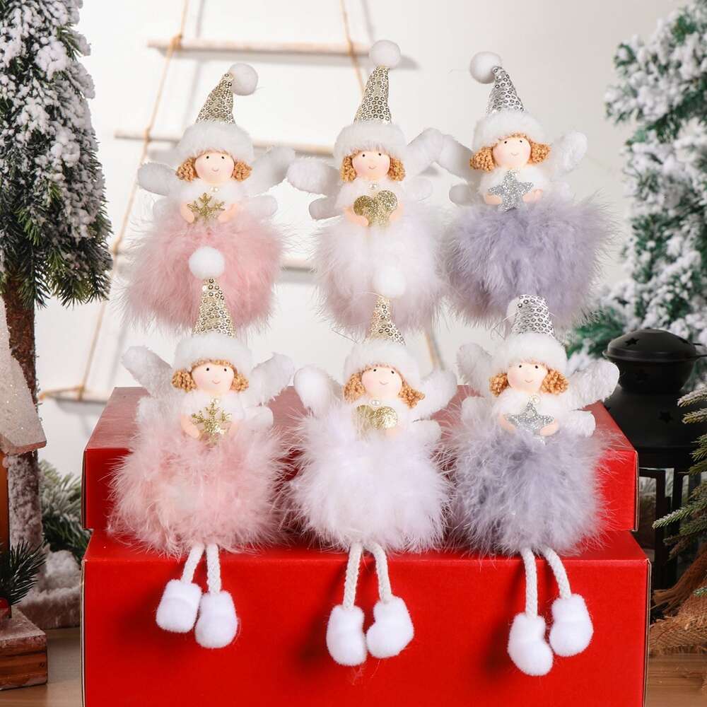 Ny fjäder ängelhänge dekorativa levererar kreativa julgran barn gåva