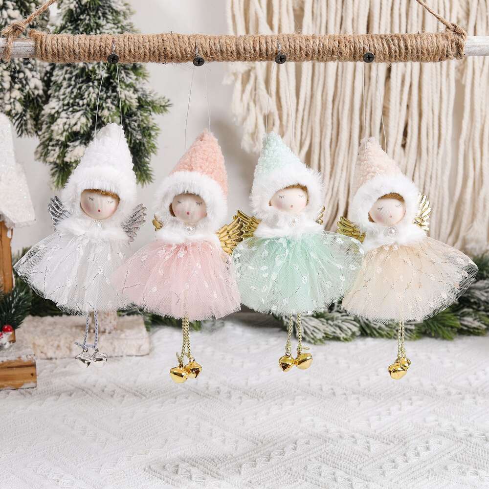 23 سنة زخارف عيد الميلاد مدببة قبعة شبكة فتاة دمية قلادة ملاك هدية