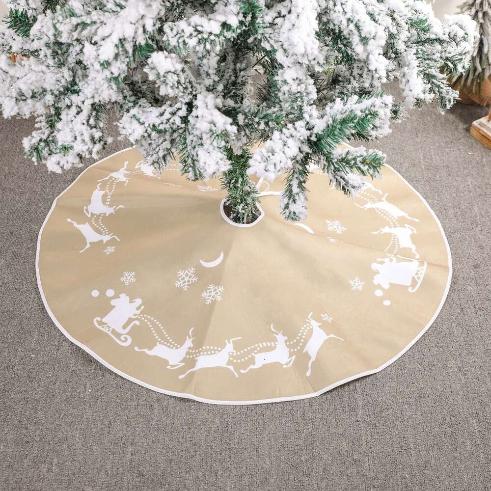 Christmas Tree Skirt Deer Pulling Car Bottom Decoration Short Veet 90cm