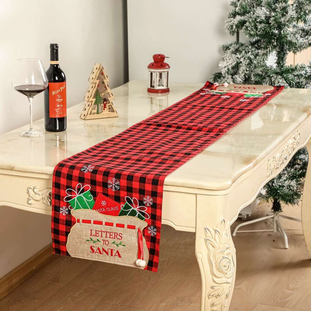 Home Decor Items Linen Plaid Table Flags Creative Christmas Tablecloth Dining Decoration Home