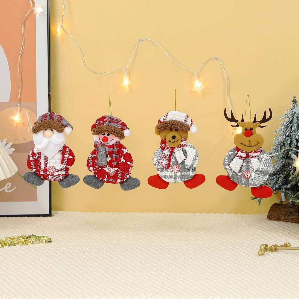 New Bell Small Pendant Santa Claus Snowman Deer Fabric Decoration Articles Christmas Tree
