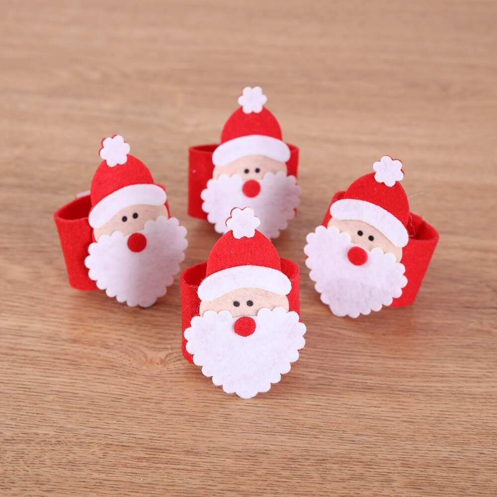 Santa Claus Napkin Ring Non-woven Fabric Cover Christmas Decorations Hotel Buckle
