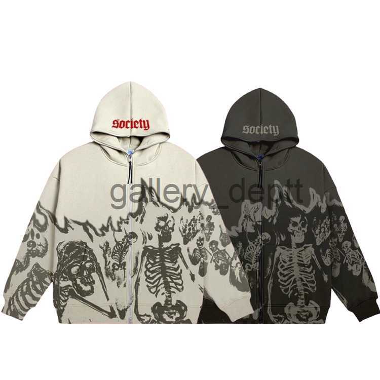 Men's Hoodies Sweatshirts Y2K Full Zip Hoodie Women's Men's Skull Gothic Rock Oversized Aesthetic Hoodie Emo Alt Jacket Clothing J230914