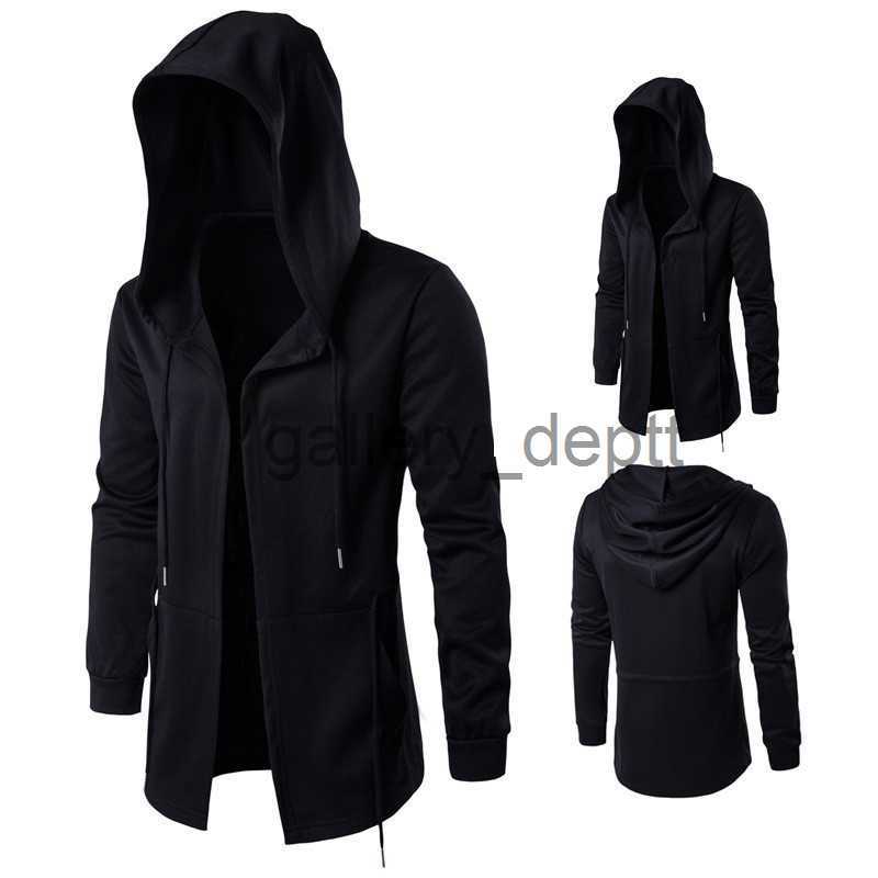 Men's Hoodies Sweatshirts Men's Long Cloak Fashion Hooded Hoodies Trend Coat Large Size J230914