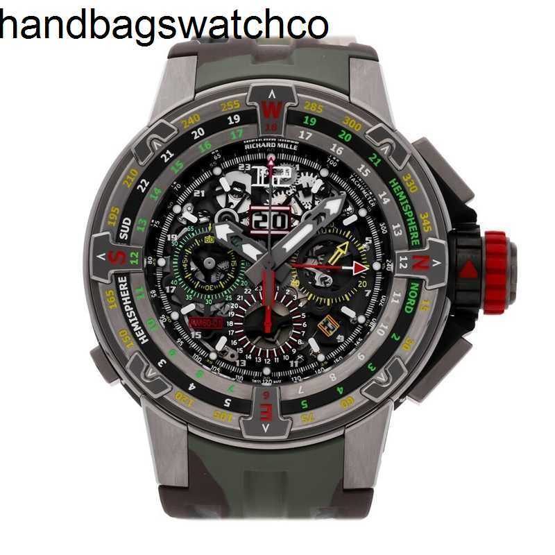RicharMilles Watches Luxury Mechanical Mechanical Movement Ceramic Dial Rubber strap Sports Rm60 Flyback Automatico 50mm Titanio Da Cinturino Orologio Rm6001