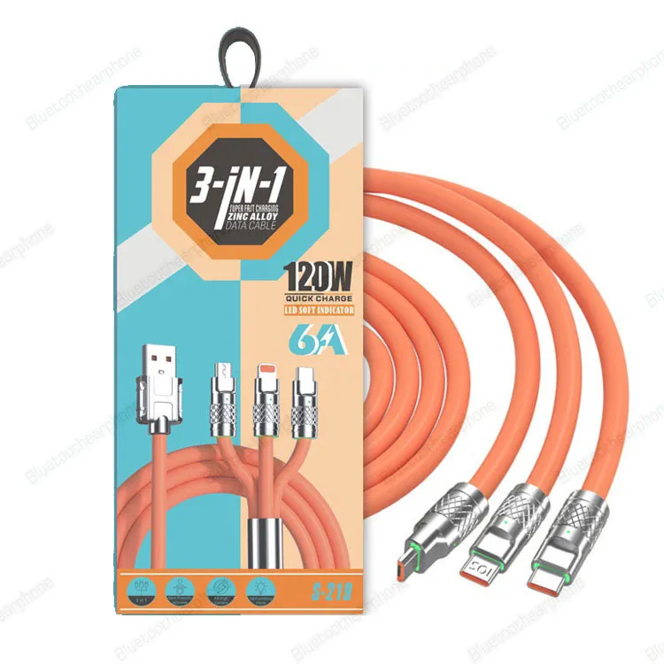 3 в 1, 6A, 120 Вт, USB-кабель для быстрого зарядного устройства для телефона, зарядный кабель Micro USB TypeC для Huawei, Samsung, Xiaomi, шнур ZZ