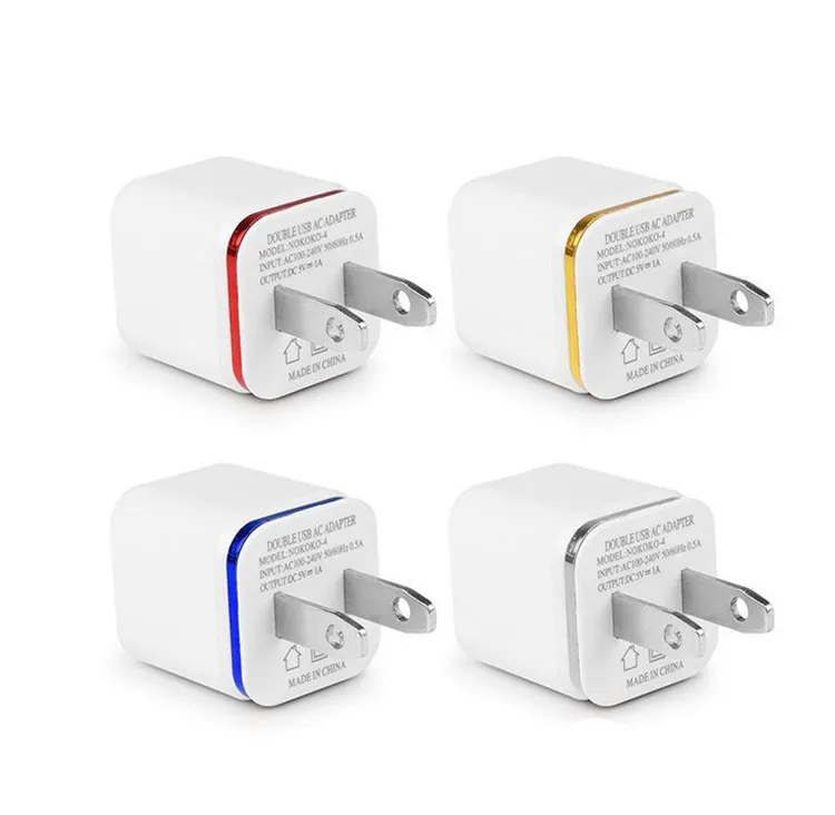 Metal Dual USB wall Charger iphone Charger US EU Plug AC Power Adapter Wall Charger Plug 2 port for Iphone Samsung Xiaomi huawei ZZ