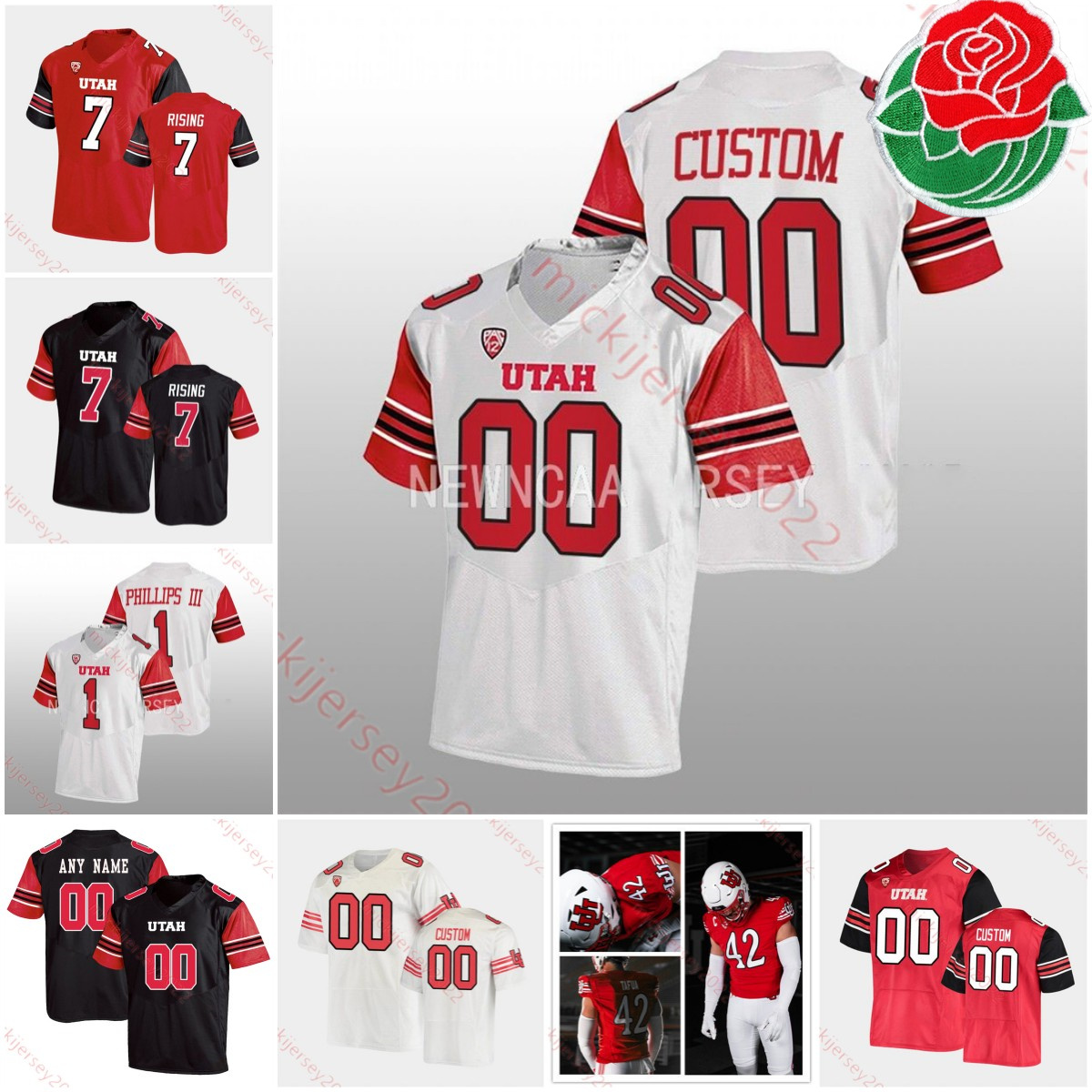 Tanoa Togiai Utah Utas كرة القدم Jersey Shintaro Mann Kolinu'u Faaiu Hunter Deuel Jaren Kump Hunter Lotulelei Braeden Daniels Jaylon Johnson 2023 Rose Bowl Jersey