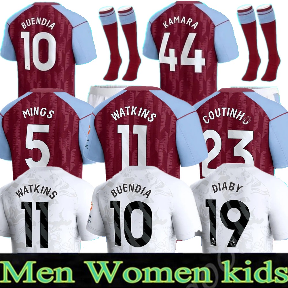 23 24 Soccer Jerseys Kids Kit Home 2023 2024 Aston Villas Football Shirt Training Away Fans Player Version Camisetas Mings Mcginn