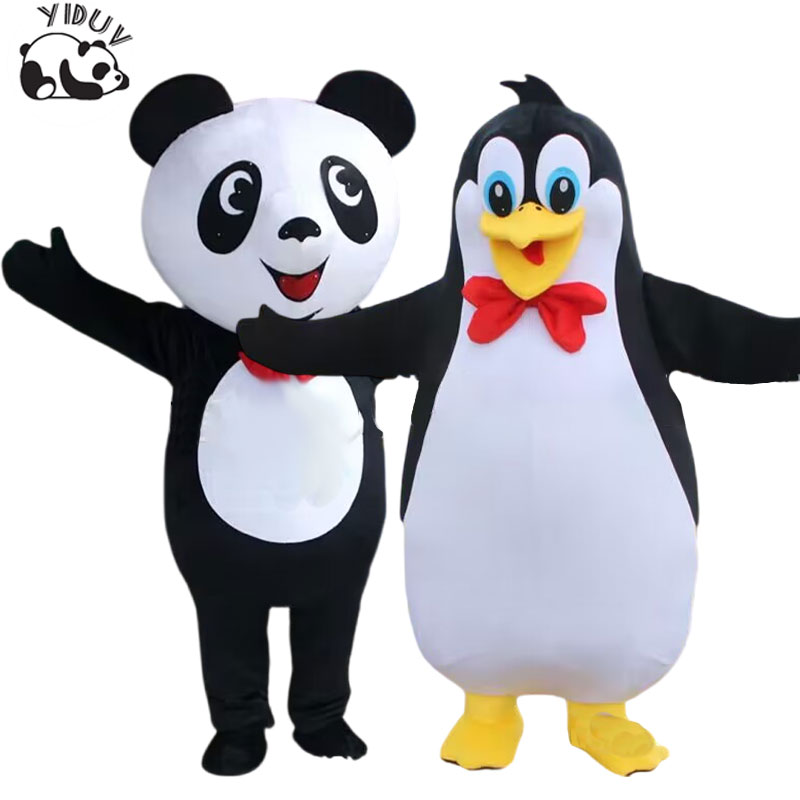 Maskottchen-Plüsch-Panda-Maskottchen-Kostüm, lustiges Pinguin-Puppenkostüm, Weihnachten, Halloween, Cartoon-Panda-Set
