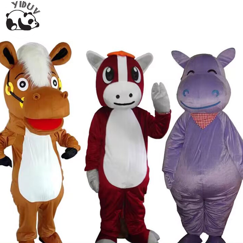 Mascot Funny Cartoon Pony Mascot Costume Plush Horse Adult Walking Doll Costume Halloween Party Dressing Props