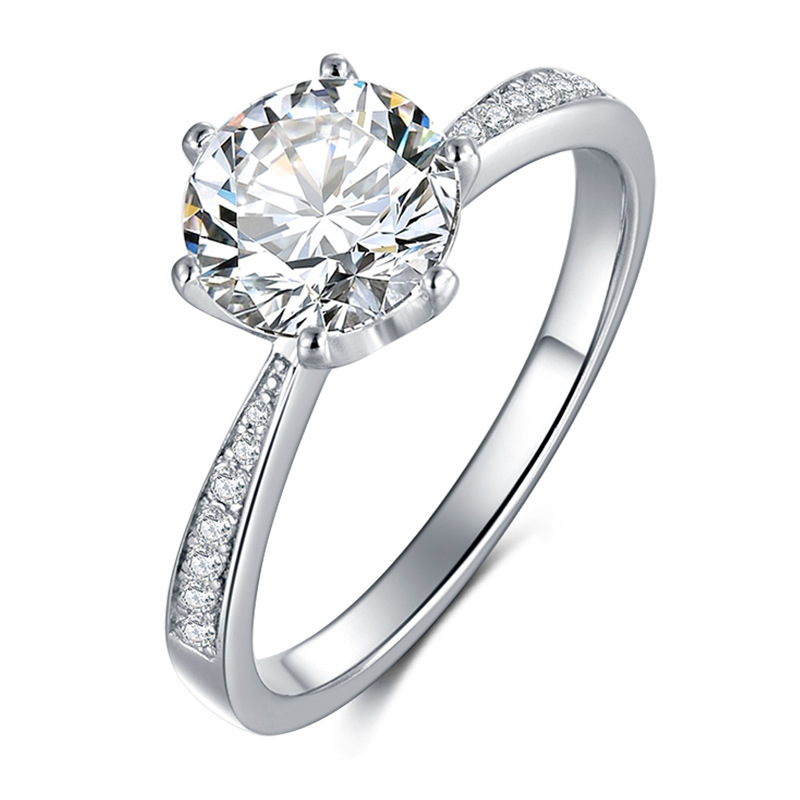 Classic Fashion 3ct 925 Sterling Silver Moissanite Biżuteria Ring okrągły damskie Diamentowe Pierścienie ślubne