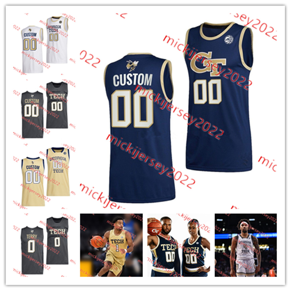 Lance Terry Georgia Tech Yellow Jackets Basketball Jersey Customed Kyle Sturdivant Dallan Coleman Rich Yunkus Roger Kaiser Georgia Tech Jerseys