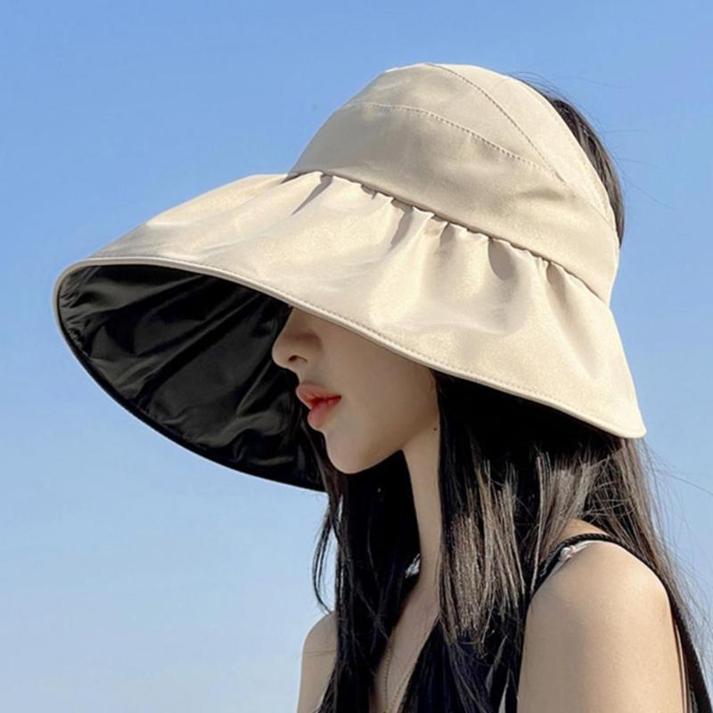 バイザー女性サンハットホールファスナーテープビーチビッグハヘッドQide-Brimmed Fisherman UV Protection Packable Visor Hatvisors