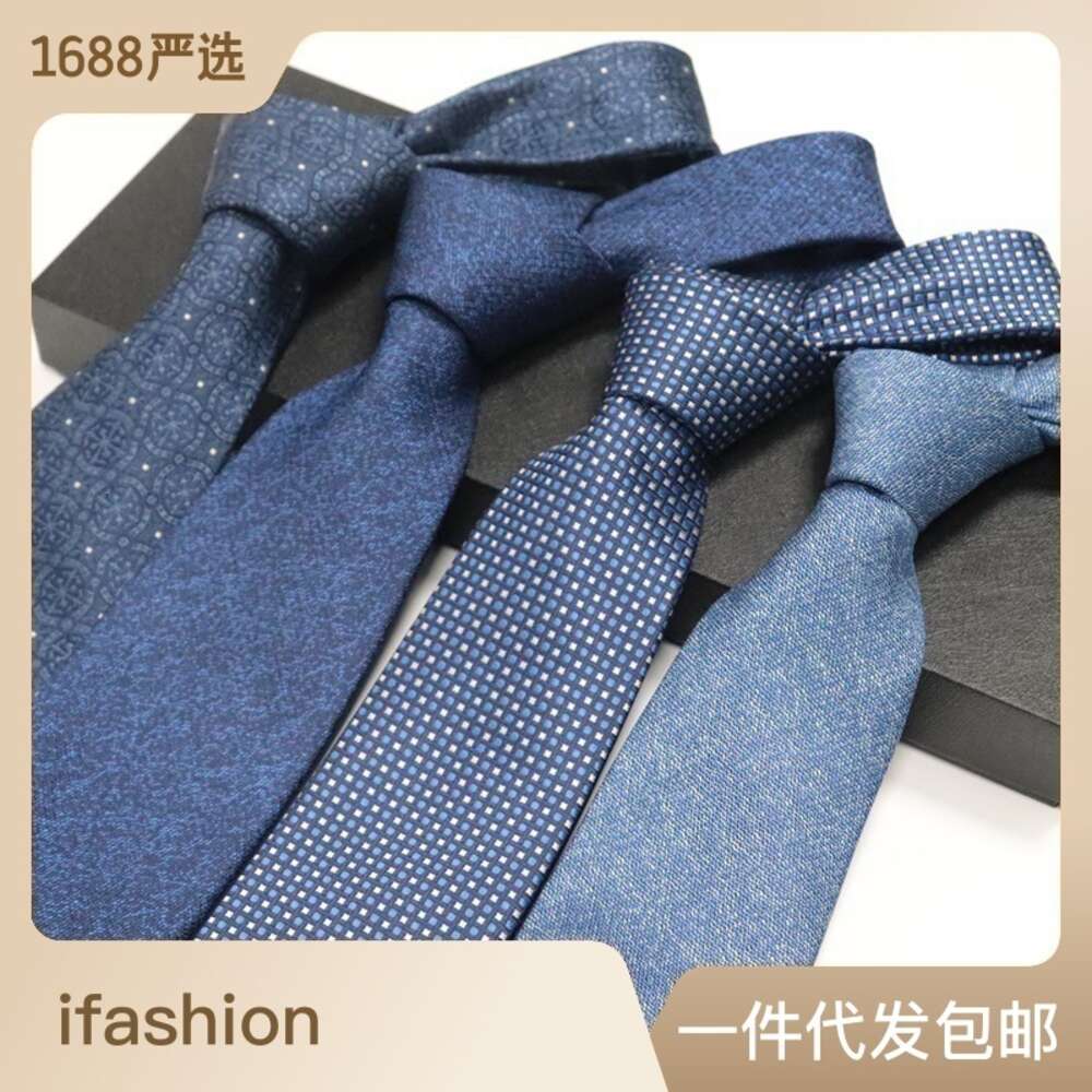 Advanced Sense Business Hand Jacquard Blue Tie Men's Formal Attire Shengzhou Polyester Tax Lawyer