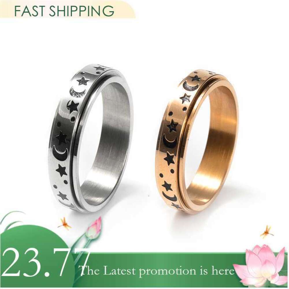 dhgate Designer-Ring Liebesring Romantischer Stern-Mond-drehbarer Titanstahlring Mode personalisierte Ornamente für Männer und Frauen Y6M7
