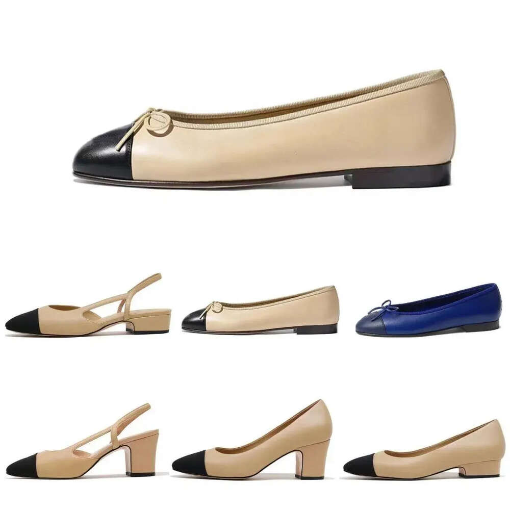 Buty projektantów Paris marka sandały sandały czarne balet buty butów kobiety wiosna pikowana oryginalna skórzana poślizg na balecze do okrągłego palca palca