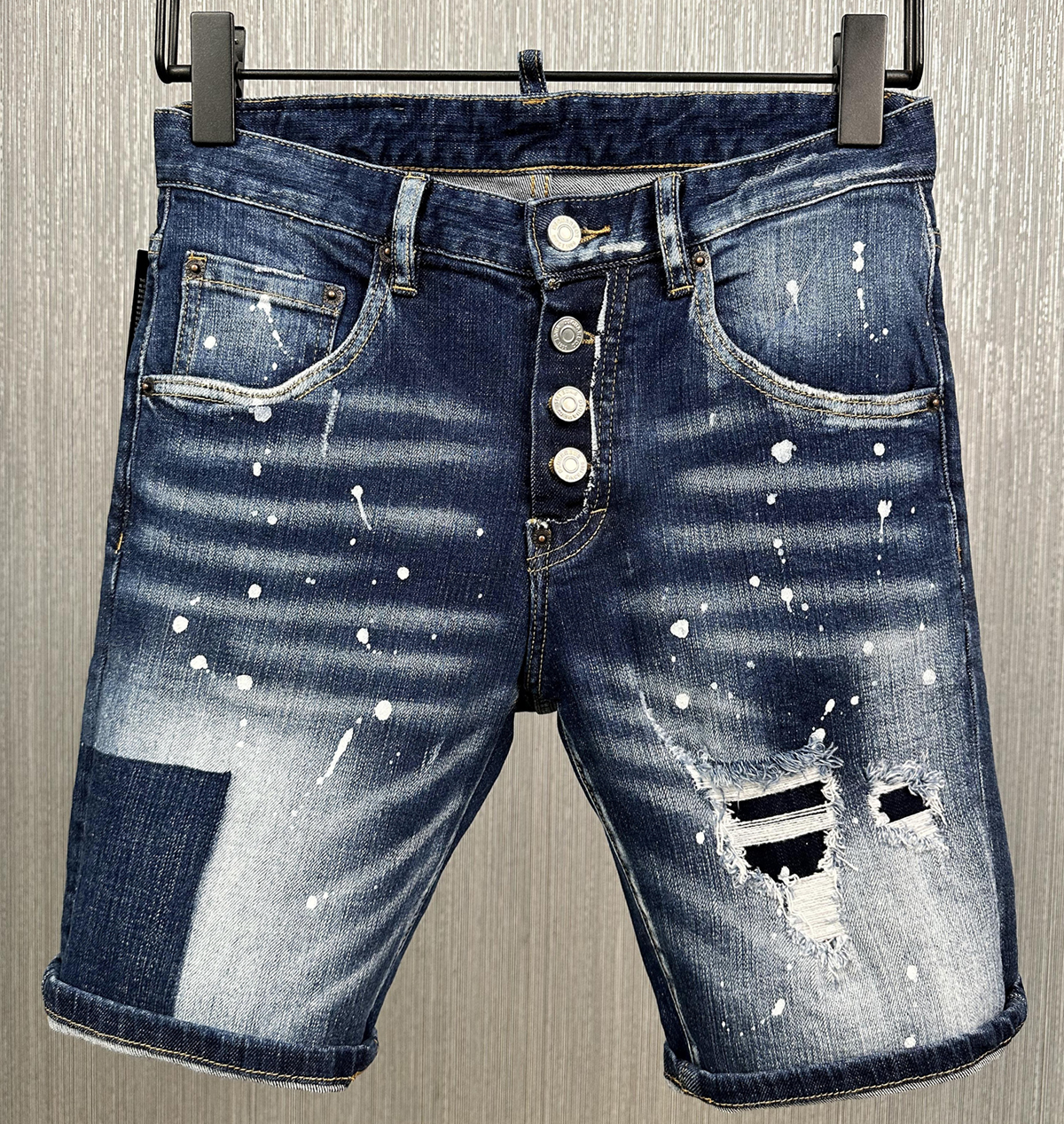 2023 designer masculino verão magro rasgado legal cara causal buraco denim dsq ajuste jeans lavado calça curta 9852