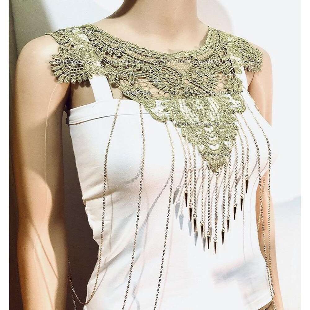 Fashionable Gothic Ethnic Tassel Necklace Sexy Lace Fake Collar Children's Beach Body Chain Accessories