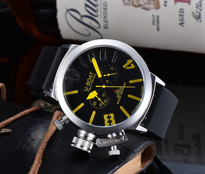 U Big Boat Wrist Watch 2023 Five ES Automatic Mechanical Watches Men's Sports Sier Black Rubber Classic Round Top Watch Self