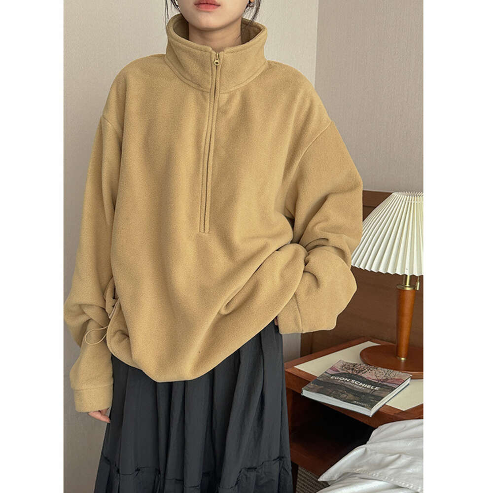Mulan Lazy Half High Collar Sweater 2023 Grade New Korean Warm Zipper Skincare Top For Women 38825
