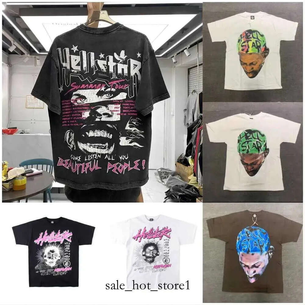 Herr t-shirts hellstar toppkvalitet 100% bomull t-shirt t män grafiska tees skjorta kvinnor överdimensionerad vit svart lös840