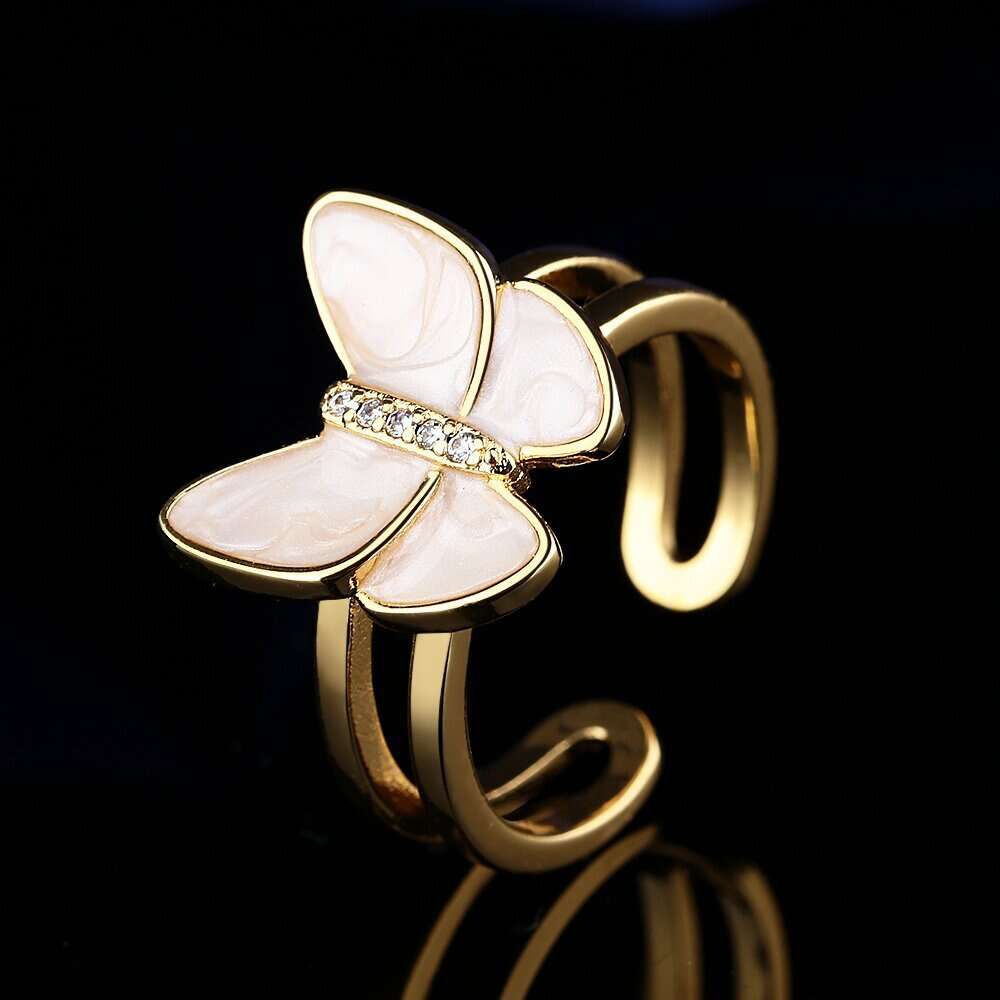 New Live Streaming Hot Selling Butterfly Drop Oil Zircon for Women with A High-end and Personalized Index Finger Ring