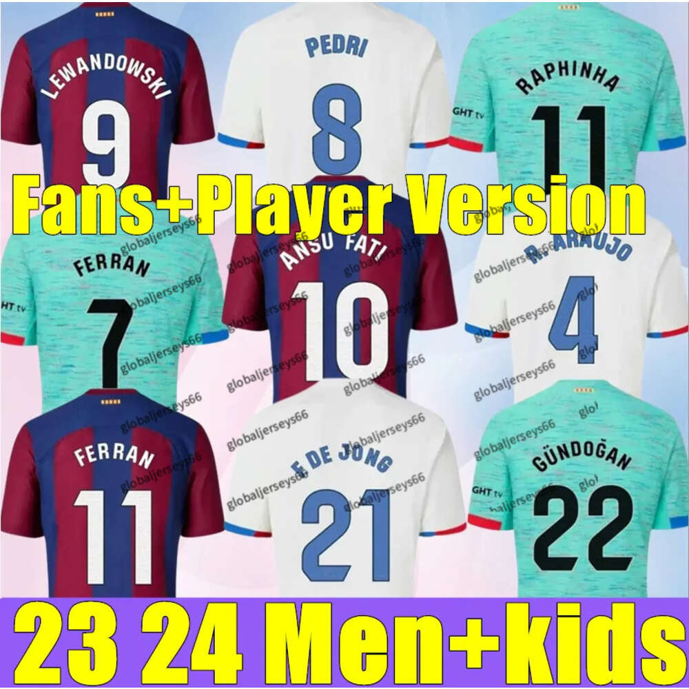 23 24 Jersey de futebol PEDRI 125º aniversário LEWANDOWSKI GAVI Camiseta de futbol FERRAN ANSU FATI Camisa de futebol masculino Barca Kit Kids Maillot _Jersey