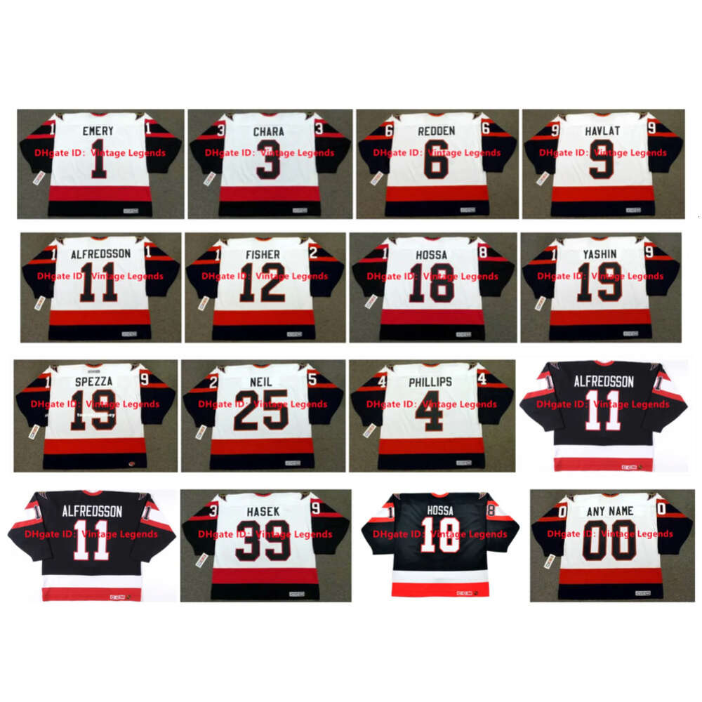 SL Vintage CCM DANIEL ALFREDSSON Senators Hockey Jersey RAY EMERY MARIAN HOSSA JASON SPEZZA MIKE FISHER ALEXEI YASHIN CHRIS PHILLIPS DOMINIK