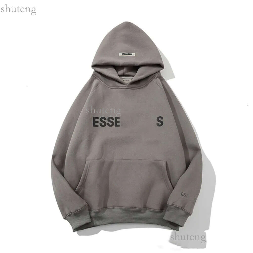 Fleece varm essent hoodie designer hoodies grafiska herr kvinnor essentialhoody hoody för män kvinnor kläder ess kläder svart grå vit 244