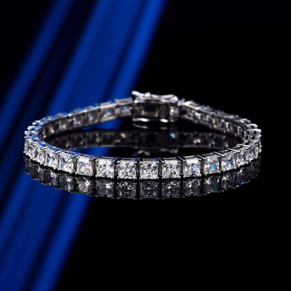 Princess Square Armband med insiderdesign i Sterling Sier, enkel och elegant, hög kvalitet, lätt, full av diamanter, bästa vän