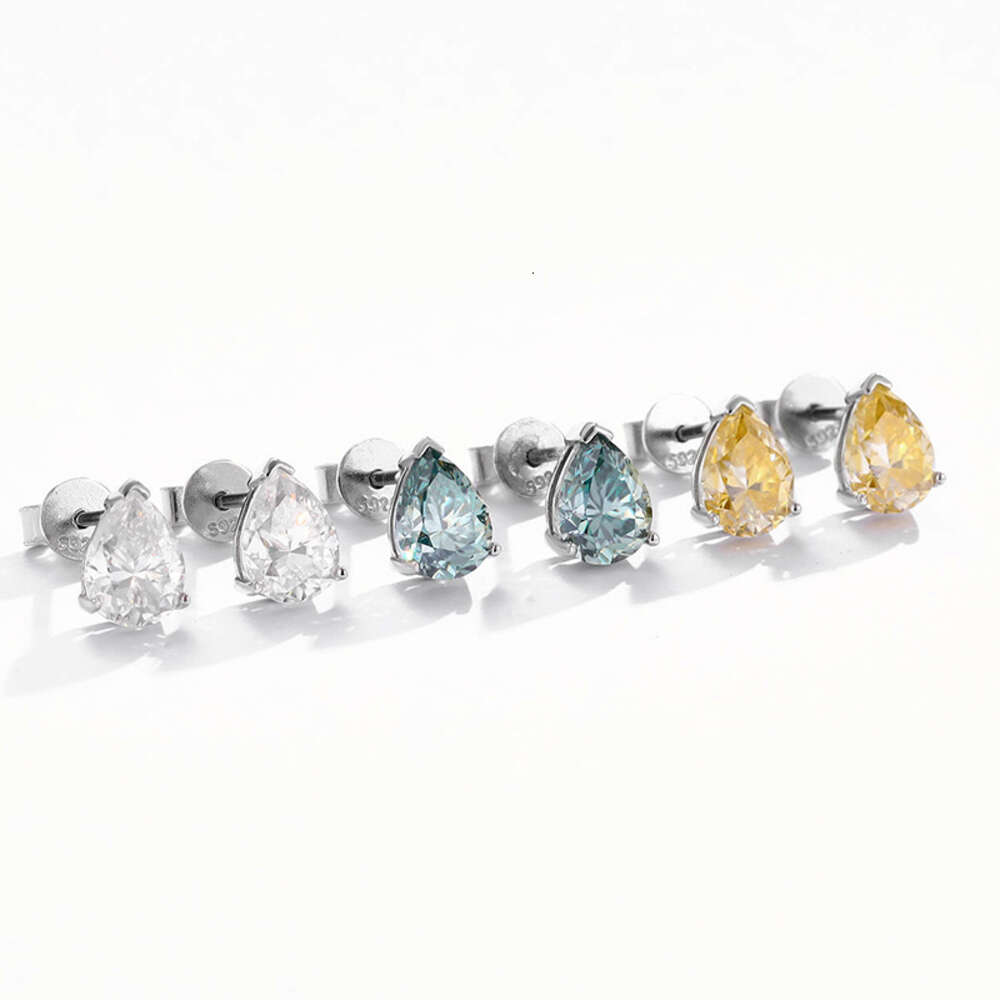 Criativo lorful Pear Water Shang Shed Mosang Diamond Ear Studs Wo com sentimento de alta qualidade, leve,