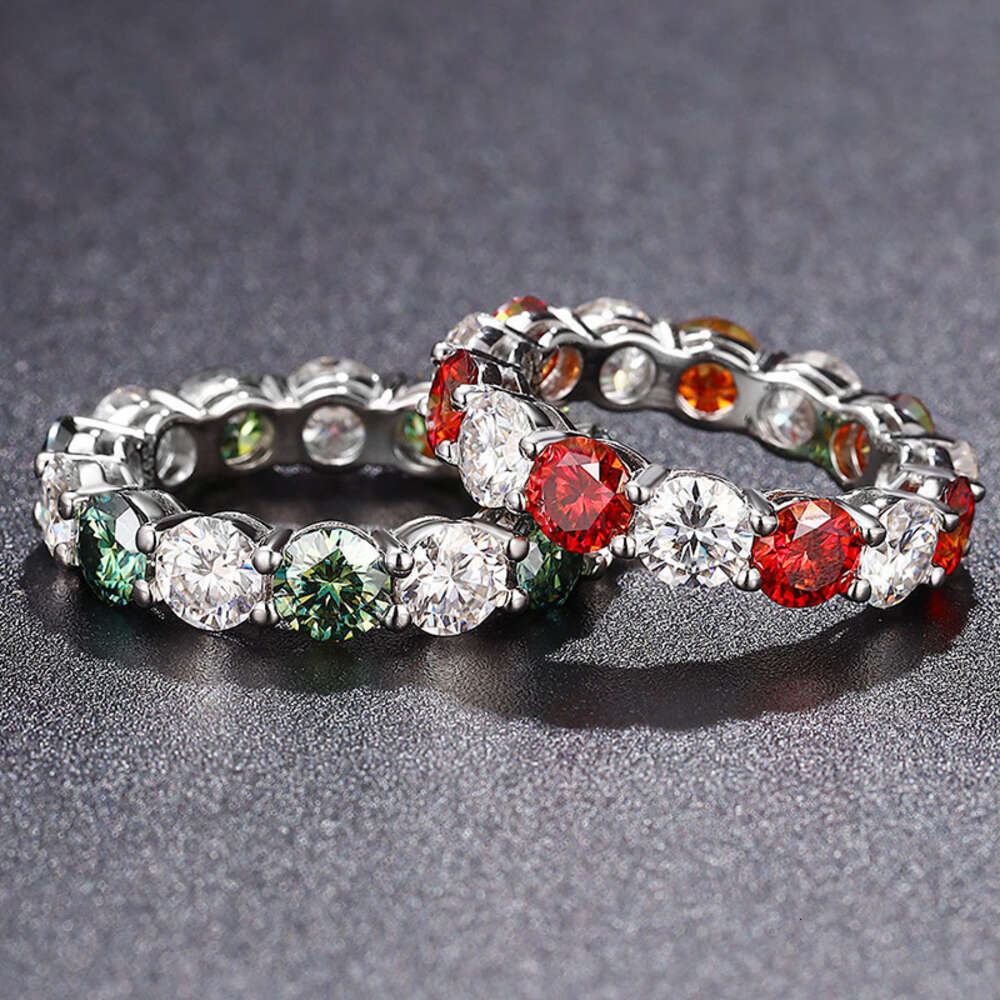 Um anel de diamante Mosang de 50 pontas, par de anéis de diamantes de fileira única, presente para o amante de seu melhor amigo