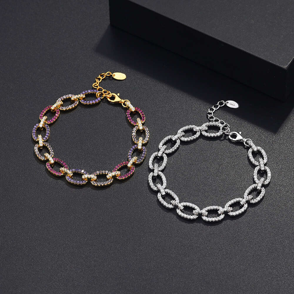 Bracciale Sterling Sier, Luce, Nicchia, Inserto, Vento antico, Diamante arcobaleno, Oro, Squisito regalo femminile di fascia alta