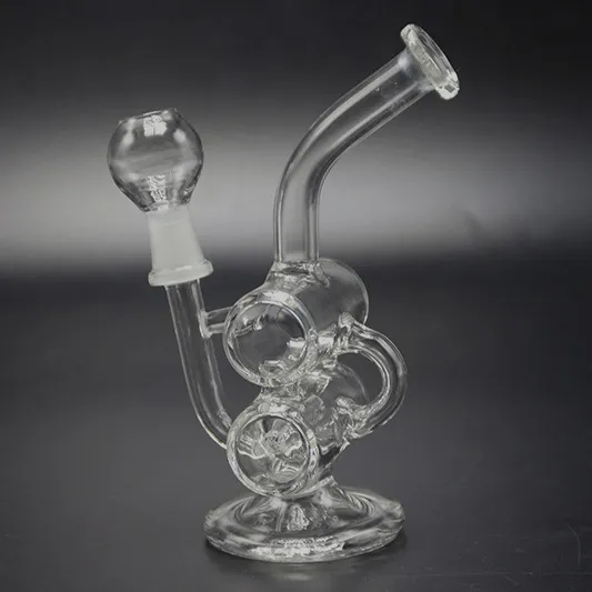 Hitman Glass Baby Double Barrel Recycler Vapor Rig Bong neri Tubi per l'acqua Bong Glass Dab Oil Rigs Percolatore Bubbler Pipe Mini ZZ