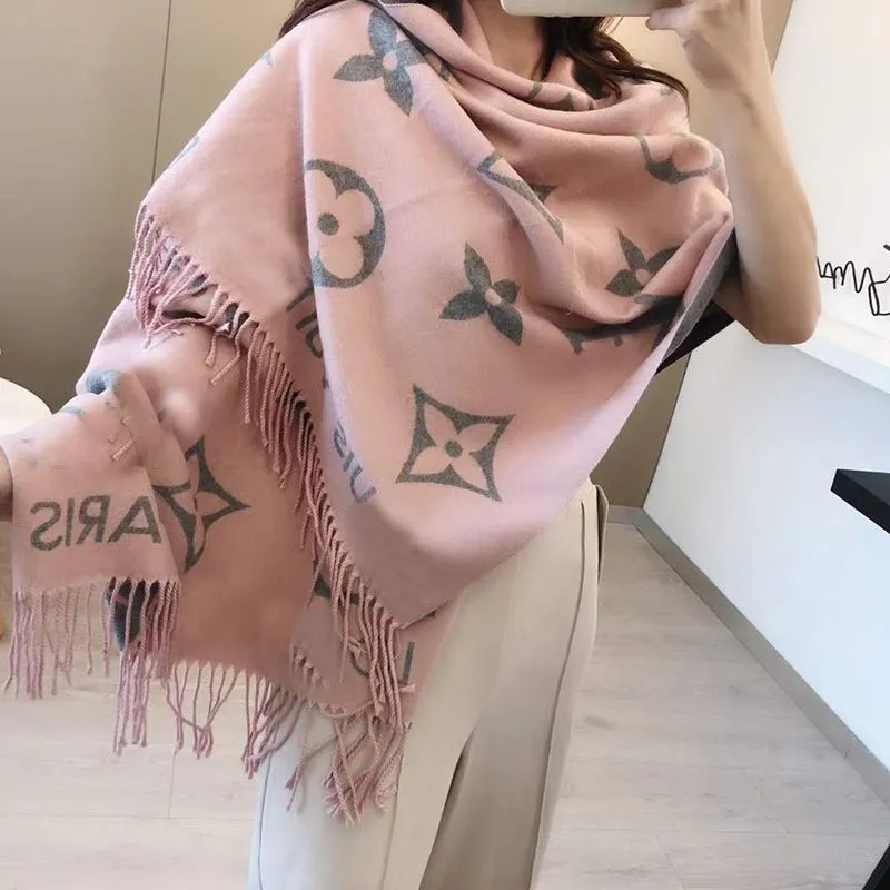 Scarf Designers Scarves 2022 New V Scarf Cashmere Thick Shawl Women Long Winter Wram Pashmina Wraps Hijab with Tassel Bufanda Foular