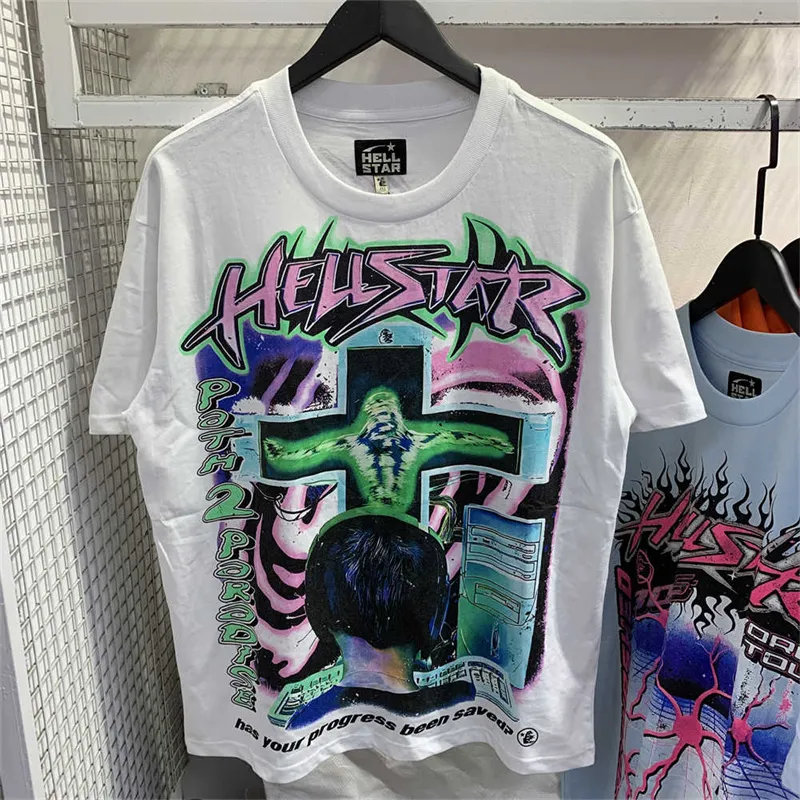 T-shirt Hell Star Abbigliamento da strada casual di alta qualità per uomo e donna Moda hip-hop per il tempo libero all'aperto a maniche corte