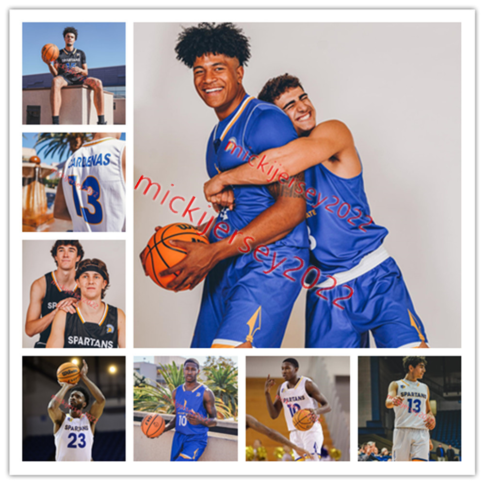 Maillot de basket-ball des Spartans de l'État de San Jose 1 WillMcClendon Nico D'Augsta Robert Vaihola Sage Tolbert III Torre Ryen Perry Maillots