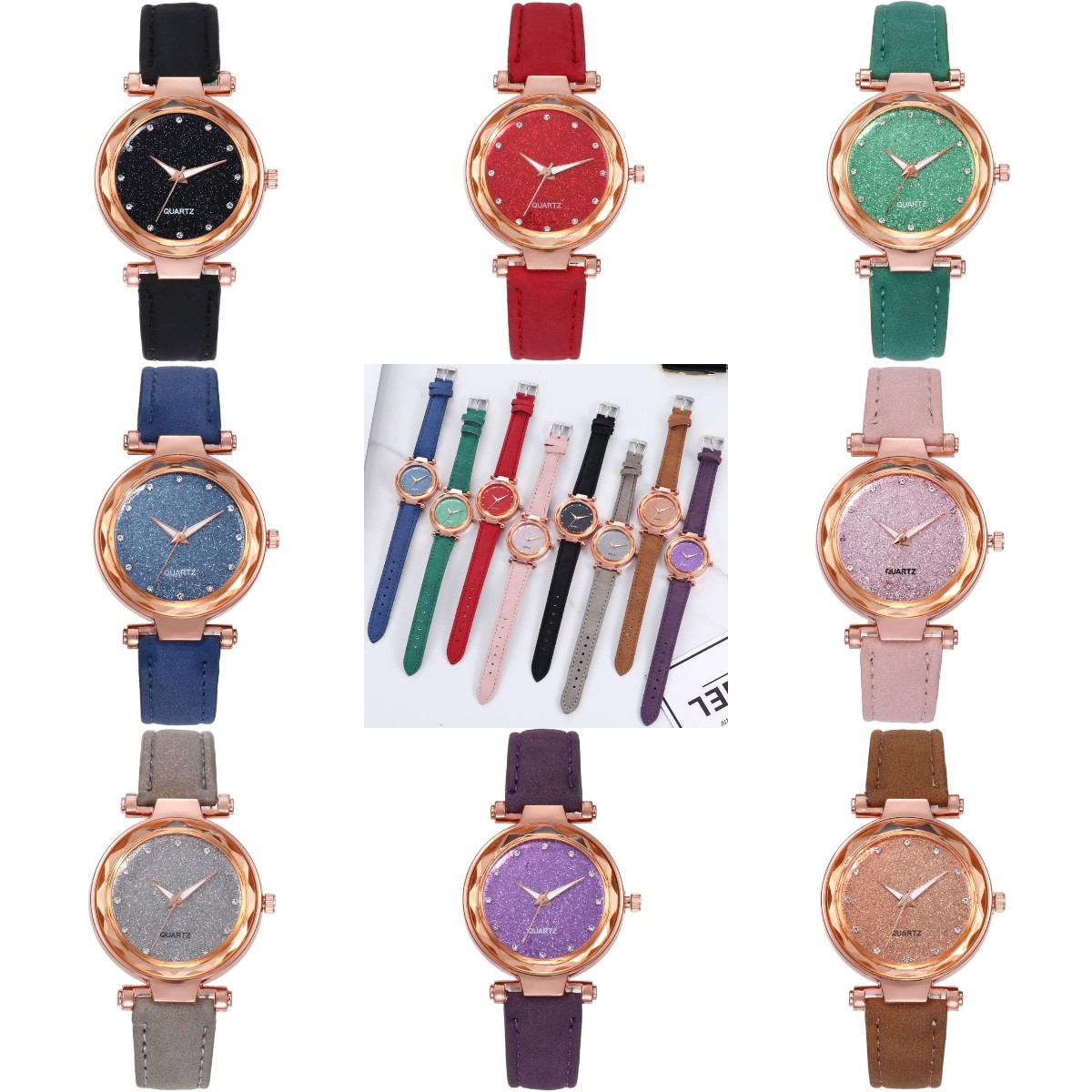 5Casual Women Watches Romantic Starry Sky Small Dial Watch Simple Quartz Watch Leather Clock Relogio Feminino